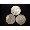 Image 2 : 3-1964 90% SILVER KENNEDY HALF DOLLARS