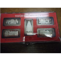 5-1 TROY OZ .999 FINE SILVER INGOTS HAMILTON MINT WONDERS OF AMERICA- TOMBSTONE ARIZONA, MACKINAC IS