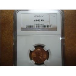 1958-D LINCOLN CENT NGC MS65RD