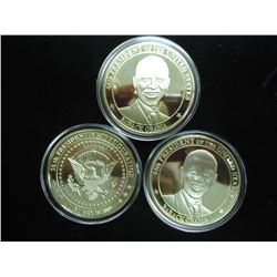 3-2009 BARACK OBAMA INAUGURATION TOKENS (PF) ALL THREE ARE GOLD IN COLOR