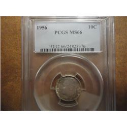 1956 SILVER ROOSEVELT DIME PCGS MS66