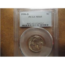 1950-D JEFFERSON NICKEL KEY DATE PCGS MS65