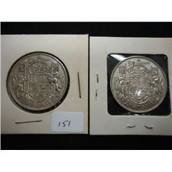1951 & 1952 CANADA SILVER 50 CENTS