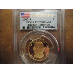 2007-S JEFFERSON DOLLAR PCGS PR69 DCAM 1ST STRIKE