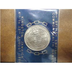 1966 JAMAICA 5 SHILLINGS UNC 8TH BRITISH EMPIRE AND COMMEMWEALTH GAMES