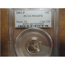 2001-P ROOSEVELT DIME PCGS MS68FB
