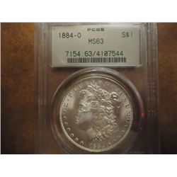 1884-O MORGAN SILVER DOLLAR PCGS MS63