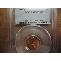 1940-S LINCOLN CENT PCGS MS65RD
