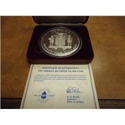 1984 JAMAICA $25 PROOF SILVER COIN OVER 4 OUNCES ORIGINAL MINT PACKAGING, SUMMER OLYMPIC  GAMES.