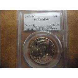 2001-D KENNEDY HALF DOLLAR PCGS MS64