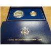 Image 1 : 1987 US CONSTITUTION GOLD & SILVER PF COIN SET 1987-W $5 GOLD AND 1987-S SILVER DOLLAR, ORIGINAL MIN