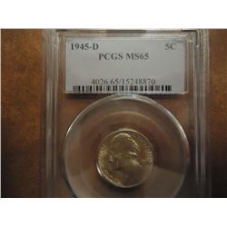 1945-D 35% SILVER JEFFERSON WAR NICKEL PCGS MS65