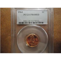 1964 LINCOLN CENT PCGS PR68RD