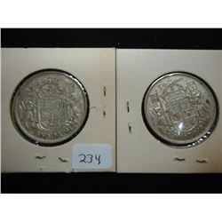 1943 & 1944 CANADA SILVER 50 CENTS