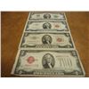 Image 1 : LOT OF 4 US $2 BILLS SEE DESCRIPTION 1928-G RED SEAL, 1953-A RED SEAL, 1963 RED SEAL CRISP UNC AND 1