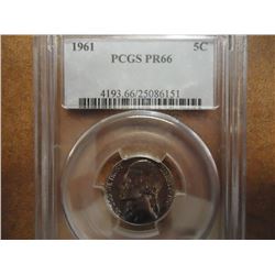 1961 JEFFERSON NICKEL PCGS PR66 BLUEISH TONING