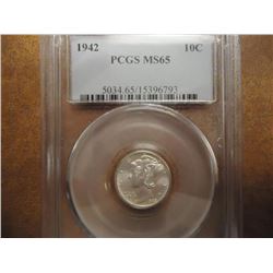 1942 MERCURY DIME PCGS MS65