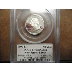1999-S SILVER NEW JERSEY QUARTER PCGS PR69 DCAM