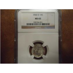 1960-D SILVER ROOSEVELT DIME NGC MS65