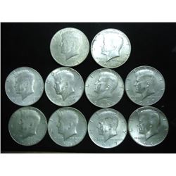 10 ASSORTED 40% SILVER JOHN F. KENNEDY HALVES