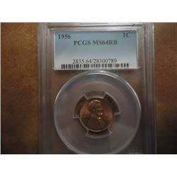 1956 LINCOLN CENT PCGS MS64RB