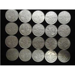 20 ASSORTED CANADA 5 CENTS 1922-1935 INCLUDES 1926 NEAR 6