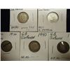Image 1 : 1937,1938,39,40 & 43 GREAT BRITAIN SILVER 6 PENCE
