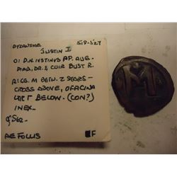 518-527 BYZANTINE JUSTIN I ANCIENT COIN