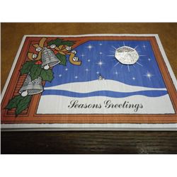 LIMITED EDITION XMAS CARD WITH 1989 ISLE OF MAN 50 PENCE COIN SILVER PROOF