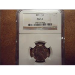 1963 JEFFERSON NICKEL NGC MS65