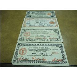 2,5,10 & 20 PESOS WWII PHILIPINNES GUERRILLA MONEY