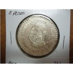1947 MEXICO SILVER 5 PESOS .8680 OZ. ASW