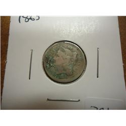 1865 THREE CENT PIECE (NICKEL) WITH VIRDIGRIS