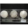 Image 1 : 1906, 1907 & 1909 CANADA SILVER 25 CENTS 1907 IS BENT AND HAS SOME MARKS ON THE REV.