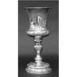 CONTINENTAL SILVER GOBLET, Austro-Hungarian. 19th Century. (.800 Fine) Engraved and embossed wi...