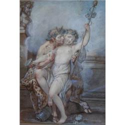 FRENCH SCHOOL (18th Century), "Satyr and Nymph". Bears signature Ph. Caresme and date 1786 l/l....