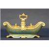 Image 1 : GOOD JACOB PETIT PORCELAIN INKSTAND, French. 1830-1862. Of boat shape, centered by a carrying h...