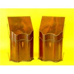 FINE PAIR OF GEORGE III FIGURAL MAHOGANY CUTLERY BOXES, English. Circa 1810. Each shaped hinged...