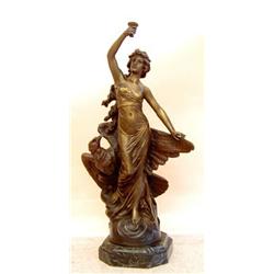 EDOUARD DROUOT (French. 1859-1945), "Nymph with Eagle". Signed E. Drouot and with Unis foundry...