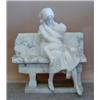 Image 1 : CARVED MARBLE GROUP, Italian. Circa 1900. Of a mother and child seated on a "broken" bench, sup...