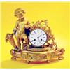 Image 1 : LOUIS XV STYLE GILT BRONZE MANTEL CLOCK, French. Late 19th Century. The 4 1/2" enamel dial sign...