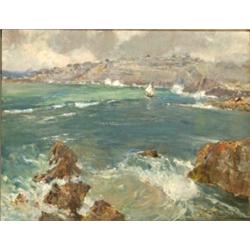 GIUSEPPE CASCIARO (Italian. 1863-1941), "Il Mare Di Castro". Signed G. Casciaro l/r. Also title...