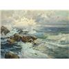 Image 1 : FELICE GIORDANO (Italian. 1880-1964), "Rocky Coastline". Signed Giordano Felice l/r., Oil on...