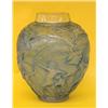 Image 1 : R. LALIQUE MOLDED AND FROSTED BLUE GLASS "ARCHERS" VASE, French. Circa 1921. Engraved R. Laliqu...