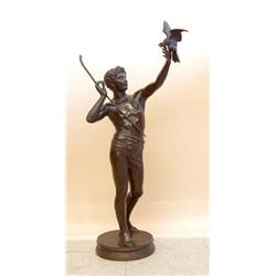 ADOLPHE MARTIAL THABART OU THABARD (French. 1831-1905), "Young Man with Merlin Falcon". Signed...