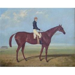 ENGLISH SCHOOL (19th Century), "Racehorses with Jockeys Up". Each unsigned., Pair of Oil on C...
