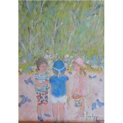 JOCELYNE SEGUIN (French. 20th Century), "La Conversation". Signed Jocelyne Seguin l/r. Also sig...