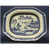 Image 1 : GOOD CANTON BLUE AND WHITE PORCELAIN PLATTER, Chinese. 19th Century. Decorated with a river lan...
