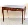 Image 1 : GEORGE III INLAID WALNUT WRITING TABLE, English. 18th Century. The leather inset rectangular to...