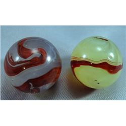 Lot 34: Akro Agate Company. Lemonade Oxblood, Silver Oxblood